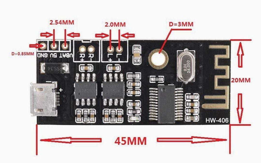 ماژول بلوتوث صوتی MH-M38 دارای 2 خروجی آمپلی فایر 5W - Image 3